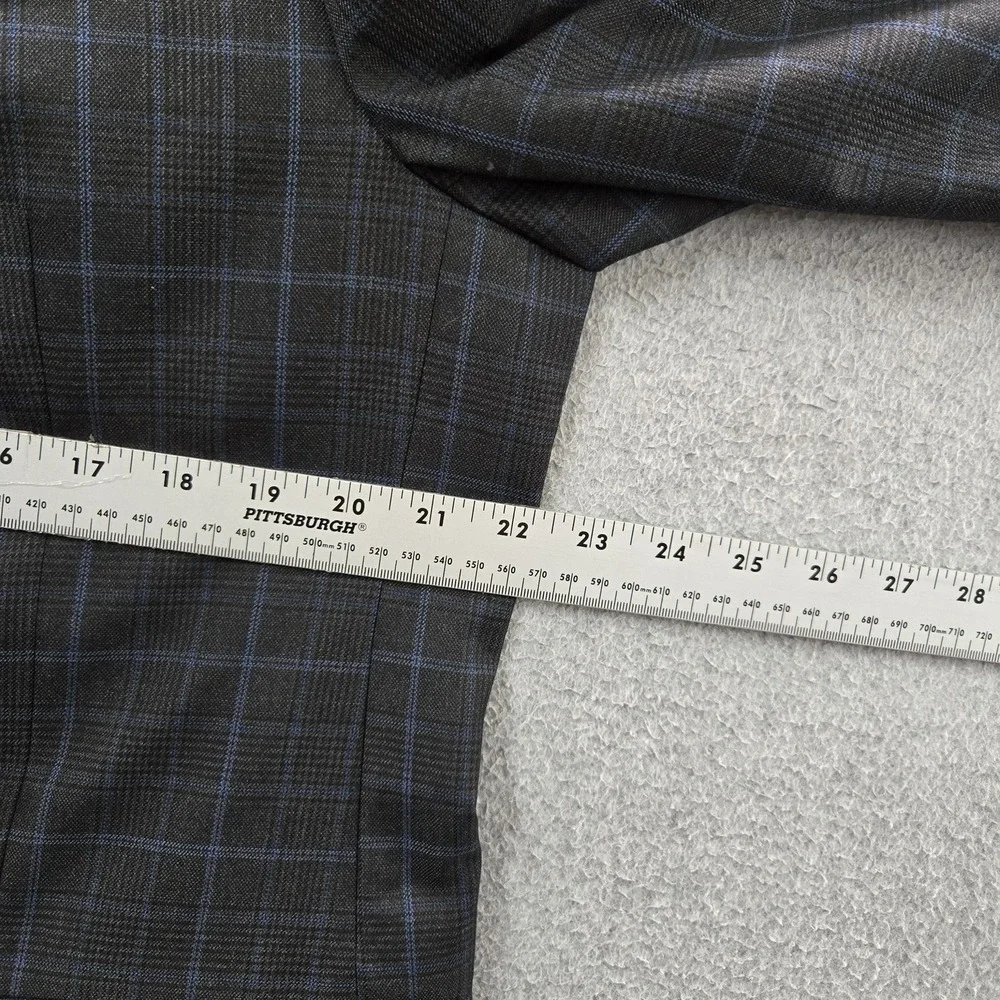 Michael Kors Men Blazer 44L Gray Suit‎ Jacket Plaid Two Button Long Sleeve